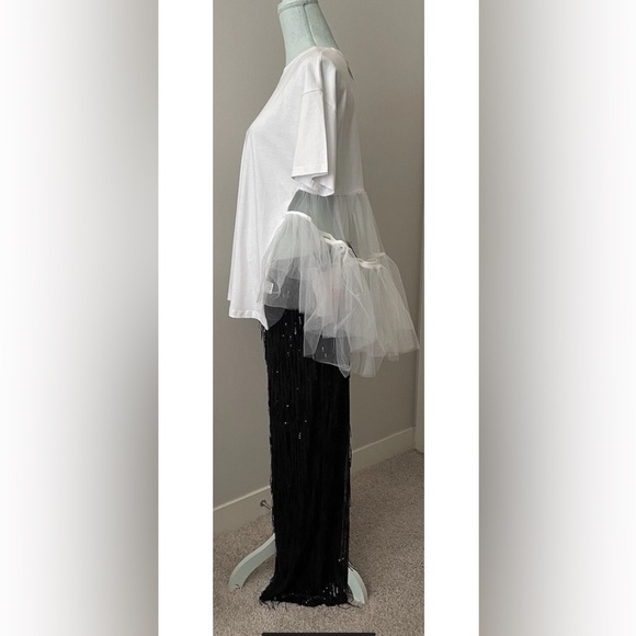 N by Nancy Tops - Super Trendy White Tulle Ruffle Top